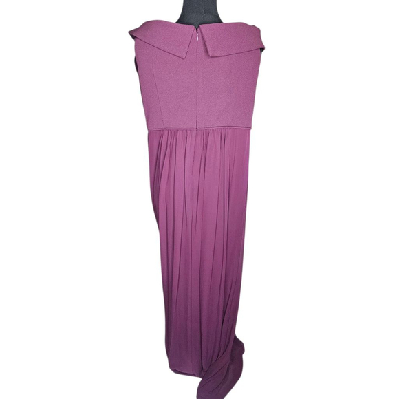 Adrianna Papell 14 Cassis Crepe Chiffon Gown Off the Shoulder Maxi Dress - Picture 5 of 8